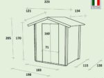 alce livia 198x130 vert abri de jardin en bois avec fenêtre frontale 198x130x205 cm