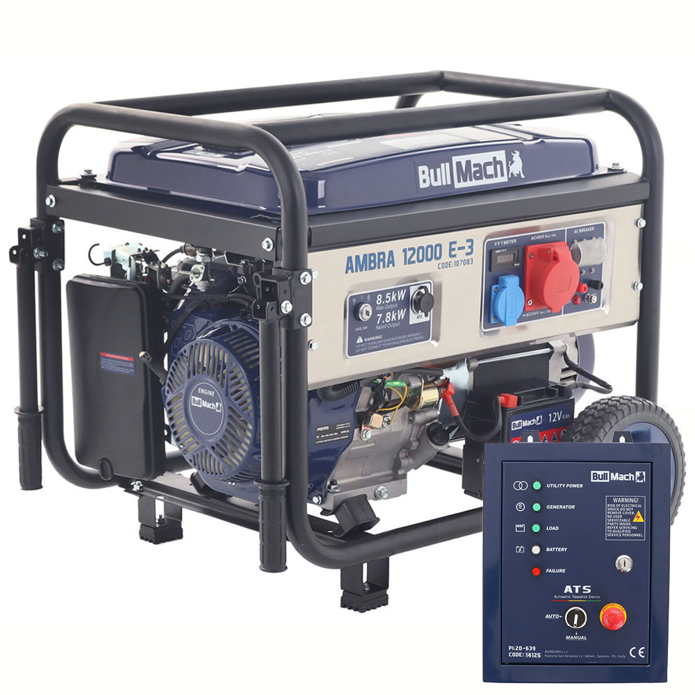 bullmach ambra 12000 e 3 groupe électrogène 8.5 kw triphasé boîtier ats inclus