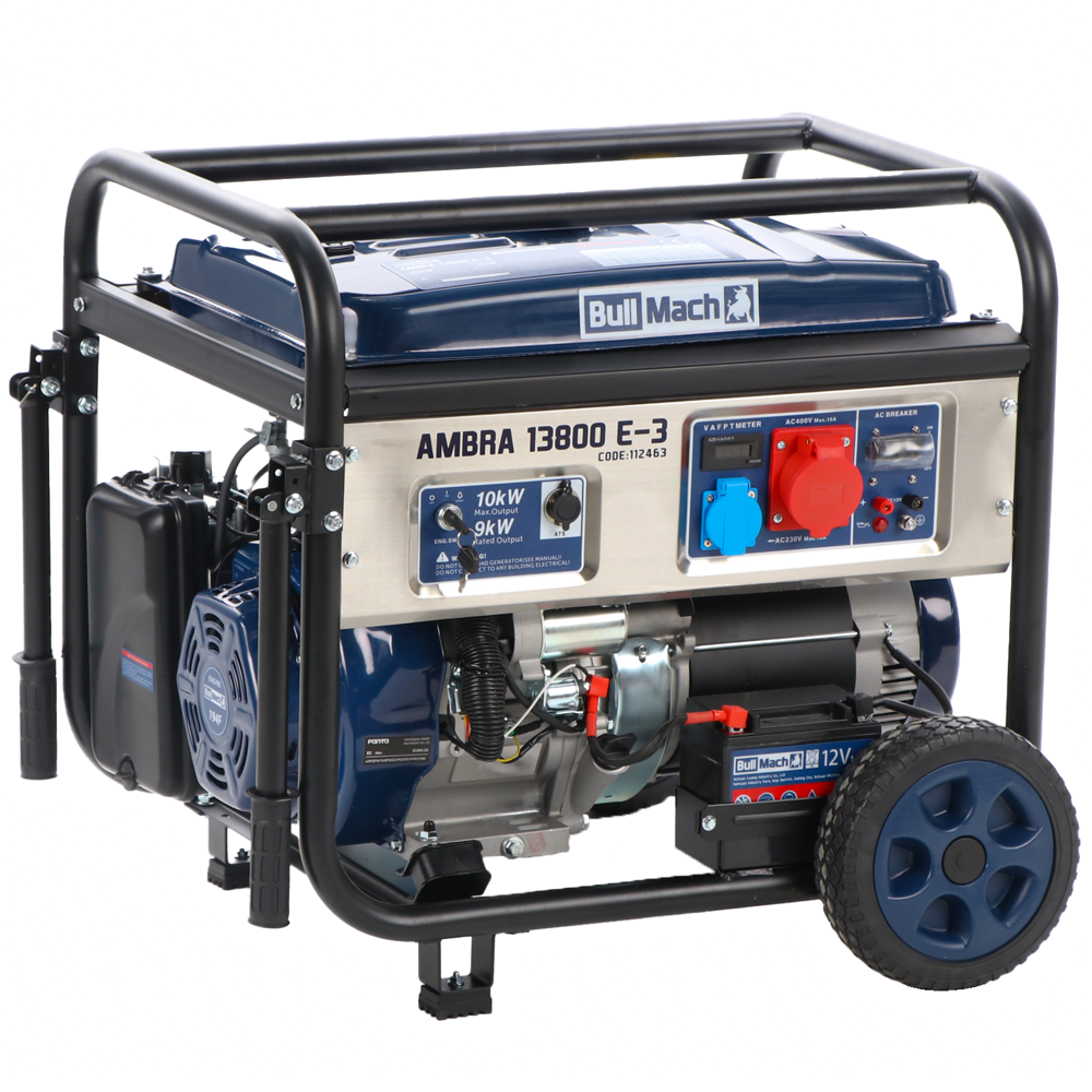 bullmach ambra 13800 e 3 groupe électrogène sur chariot à essence avec avr 10 kw 9 kw triphasée