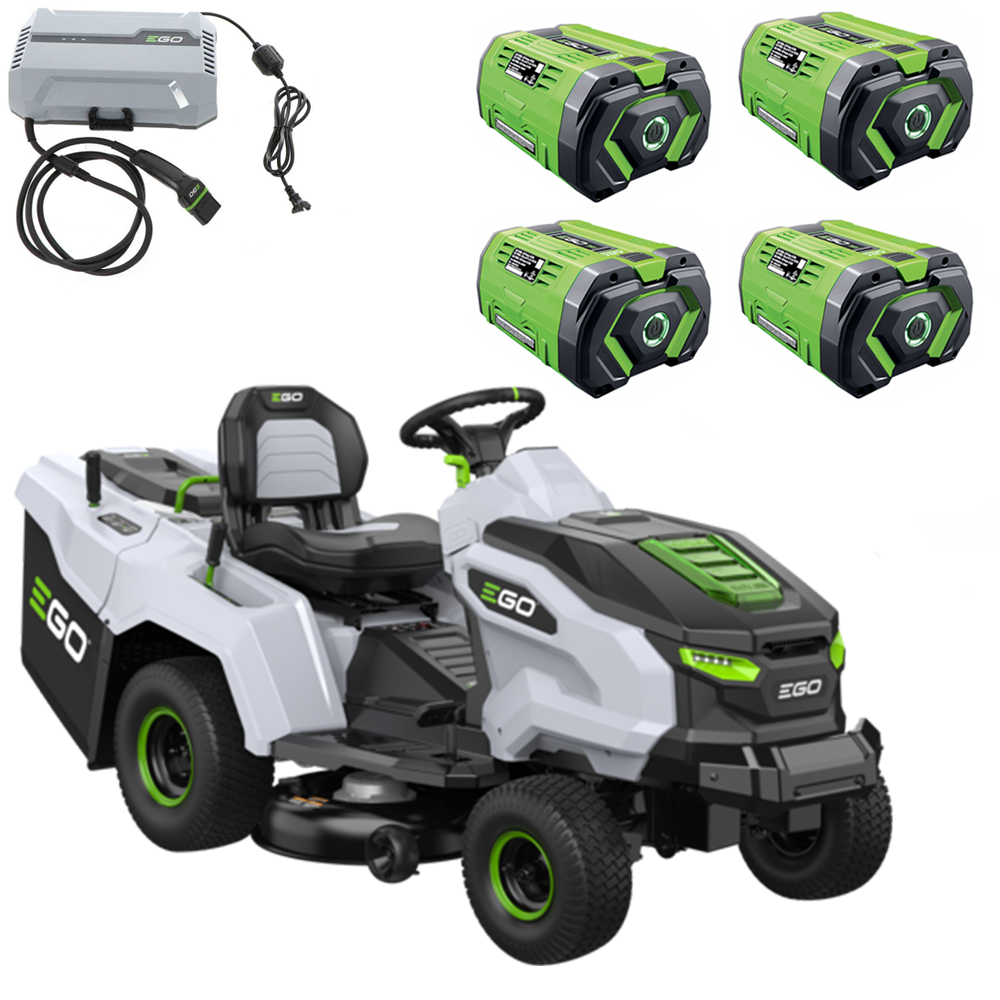 ego tr 3801 e b tracteur tondeuse à batterie avec bac de ramassage 56v 40ah