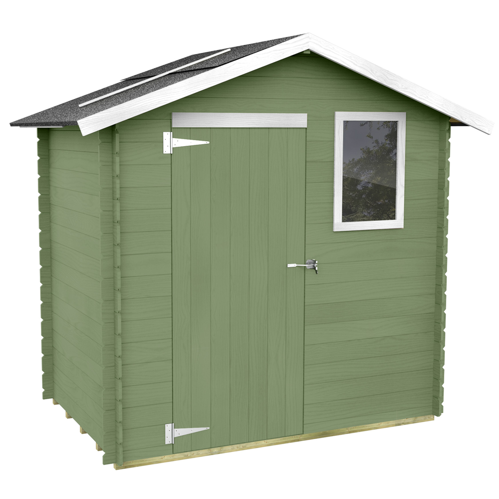 alce livia 198x130 vert abri de jardin en bois avec fenêtre frontale 198x130x205 cm