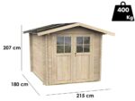 alce opera 215x180 abri de jardin à bois avec fenêtres et porte à double battant 215x180x207 cm