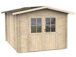 alce opera 250x250 abri de jardin à bois avec fenêtres et porte à double battant 250x250x207 cm