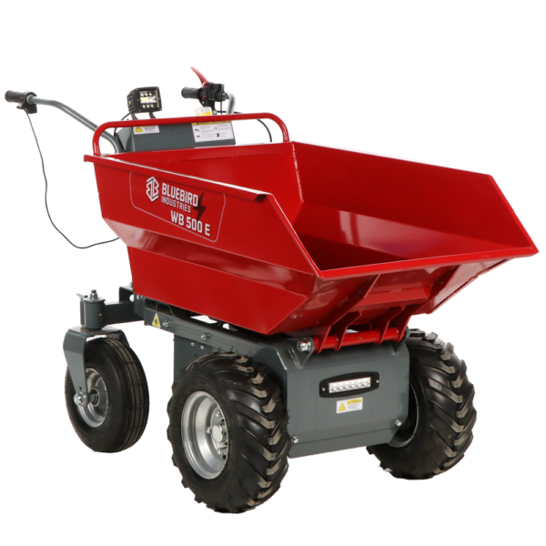 blue bird wb 500e brouette motorisée sur batterie 48 v 32 ah benne dumper