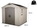 keter factor beige abri de jardin avec fenêtre latérale 256.5x255x243 cm