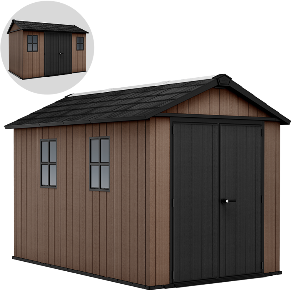 keter newton plus 7511/1175 abri de jardin avec porte à double battant et fenêtres 230 x 350 x 246 cm