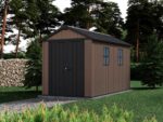 keter newton plus 7511/1175 abri de jardin avec porte à double battant et fenêtres 230 x 350 x 246 cm