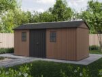 keter newton plus 7517/1775 abri de jardin avec porte à double battant et fenêtres 230 x 539 x 246 cm