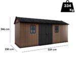 keter newton plus 7517/1775 abri de jardin avec porte à double battant et fenêtres 230 x 539 x 246 cm