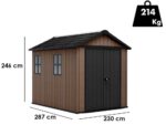 keter newton plus 759/975 abri de jardin avec porte à double battant et fenêtres 230 x 287 x 246 cm