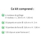 Kit clôture grillagée 80 x 1,50 m - Maille 100x75mm - Fil 2,1mm